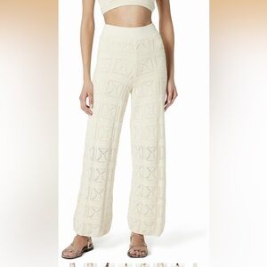 Classic Cream Knit Wide-Leg Pants